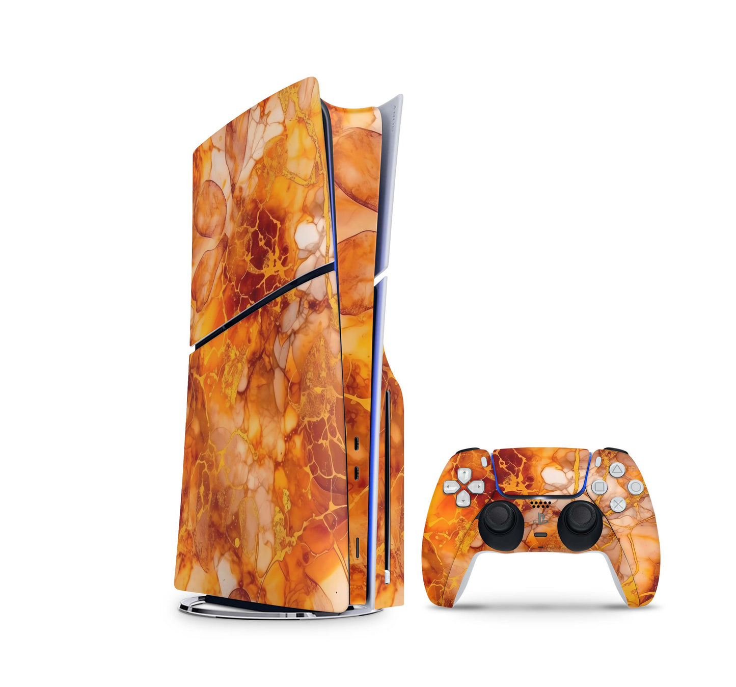PS5 Slim Skins Disk Edition Aufkleber Design Premium Playstation 5 Skin + PS5 Controller Skin Herbstgold Aufkleber skins4u