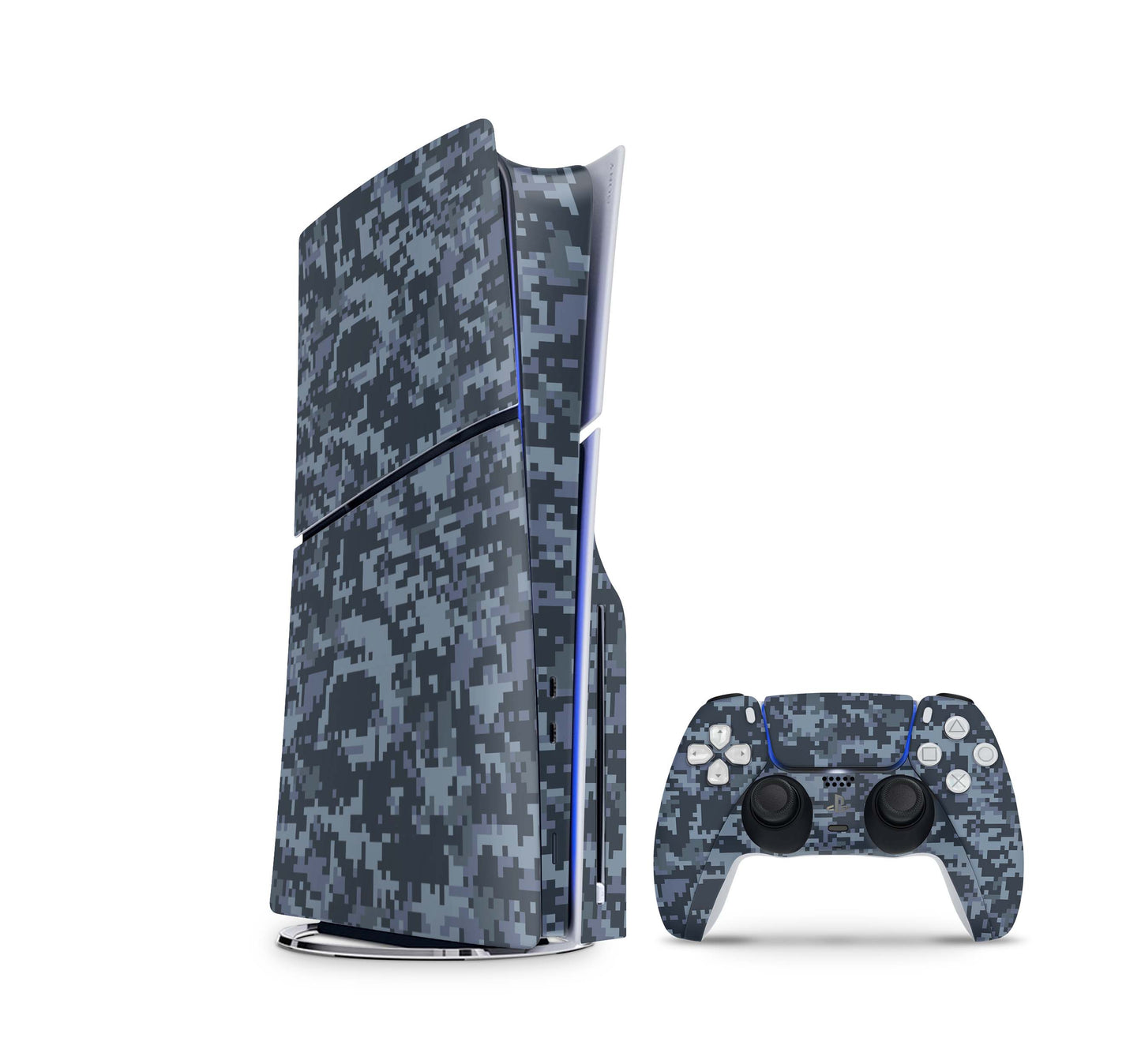 PS5 Slim Skins Disk Edition Aufkleber Design Premium Playstation 5 Skin + PS5 Controller Skin Navy Camo Aufkleber skins4u