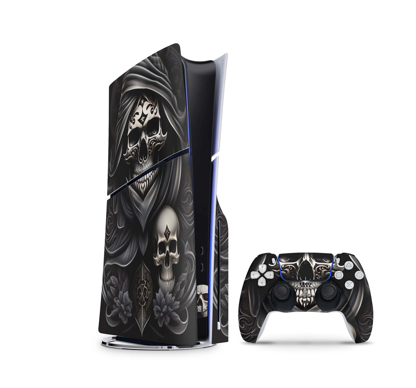 PS5 Slim Skins Disk Edition Aufkleber Design Premium Playstation 5 Skin + PS5 Controller Skin Skullmaster Aufkleber skins4u