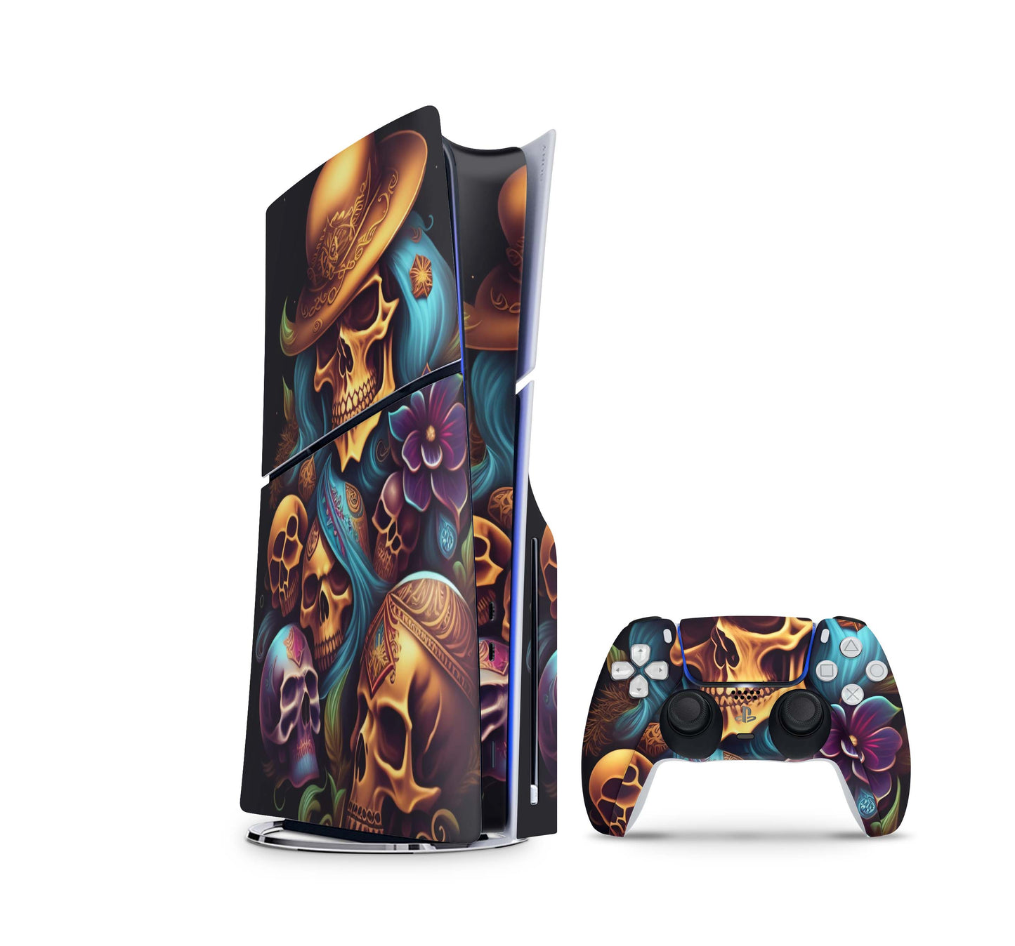 PS5 Slim Skins Disk Edition Aufkleber Design Premium Playstation 5 Skin + PS5 Controller Skin Skulltaker Aufkleber skins4u