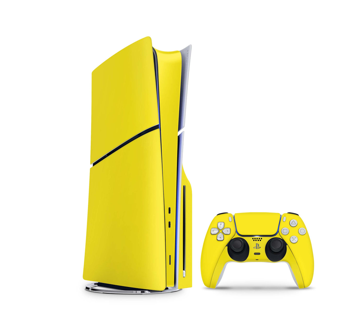 PS5 Slim Skins Disk Edition Aufkleber Design Premium Playstation 5 Skin + PS5 Controller Skin Solid state gelb Aufkleber skins4u