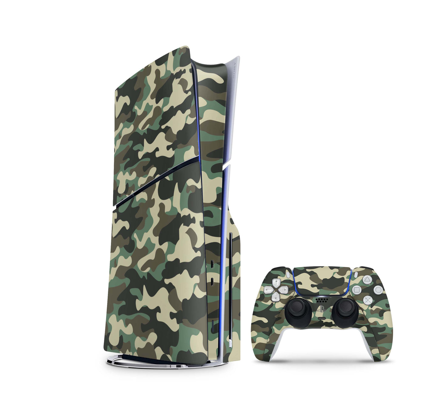 PS5 Slim Skins Disk Edition Aufkleber Design Premium Playstation 5 Skin + PS5 Controller Skin Wood Camo Aufkleber skins4u