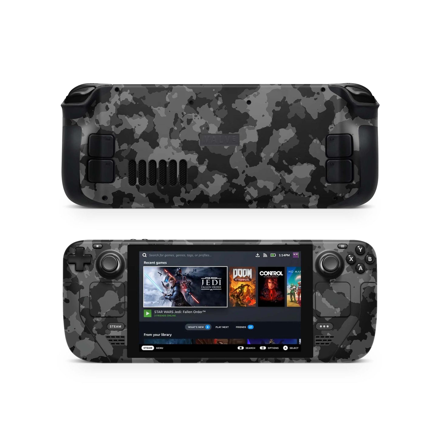 Valve Steam Deck Skins & Wraps Aufkleber Vinyl Skin Folie Shadow Camo grey Aufkleber Skins4u