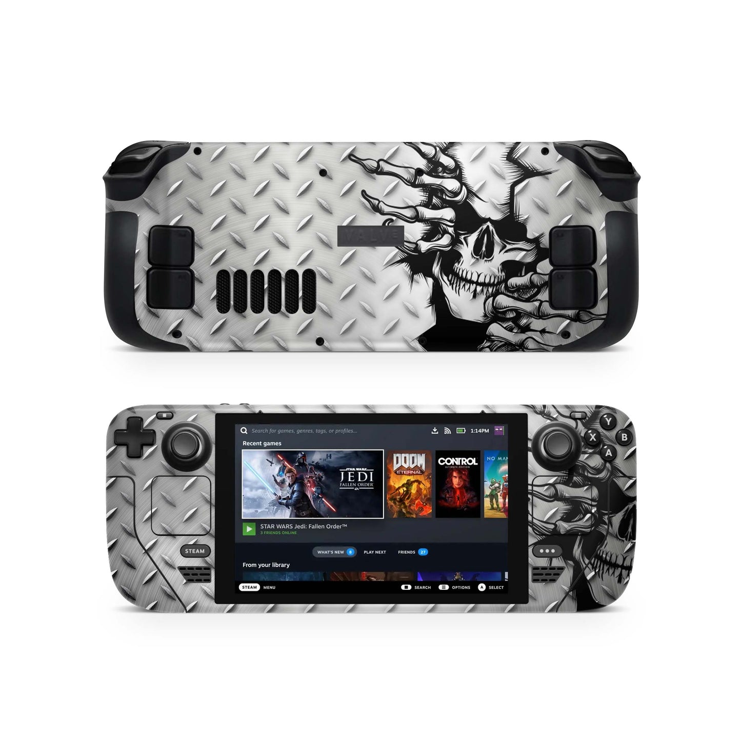 Valve Steam Deck Skins & Wraps Aufkleber Vinyl Skin Folie Skull Stahl Aufkleber Skins4u