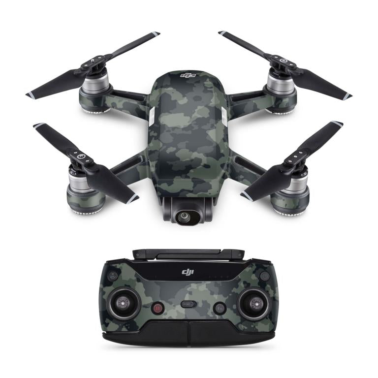 DJI Spark Drohnen Skin Folierung Design Vinyl Skins dark green camo Elektronik-Sticker & -Aufkleber Skins4u