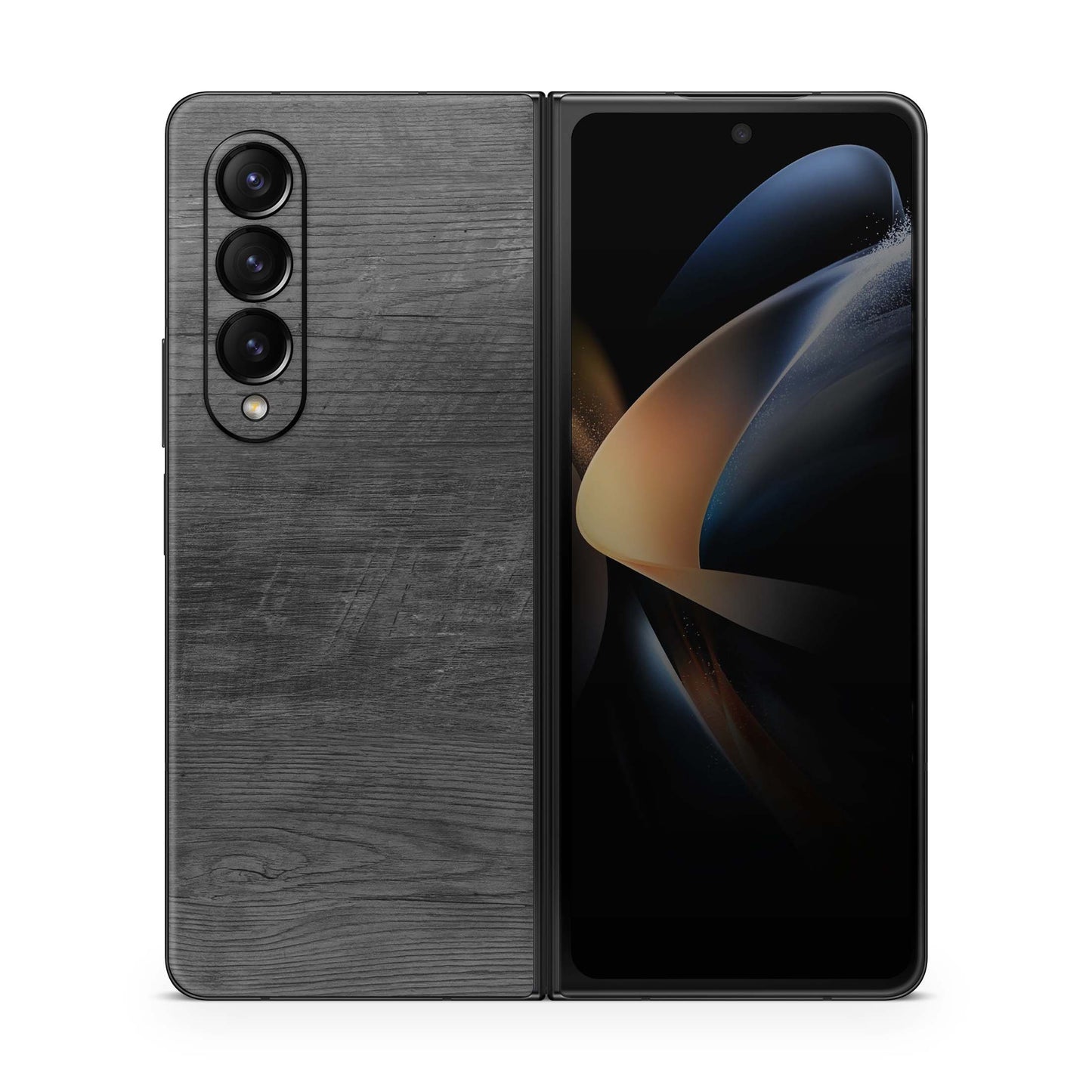 Samsung Galaxy Z Fold 5 Skin Folie Skins Handy Aufkleber Black Woodgrain Aufkleber Skins4u
