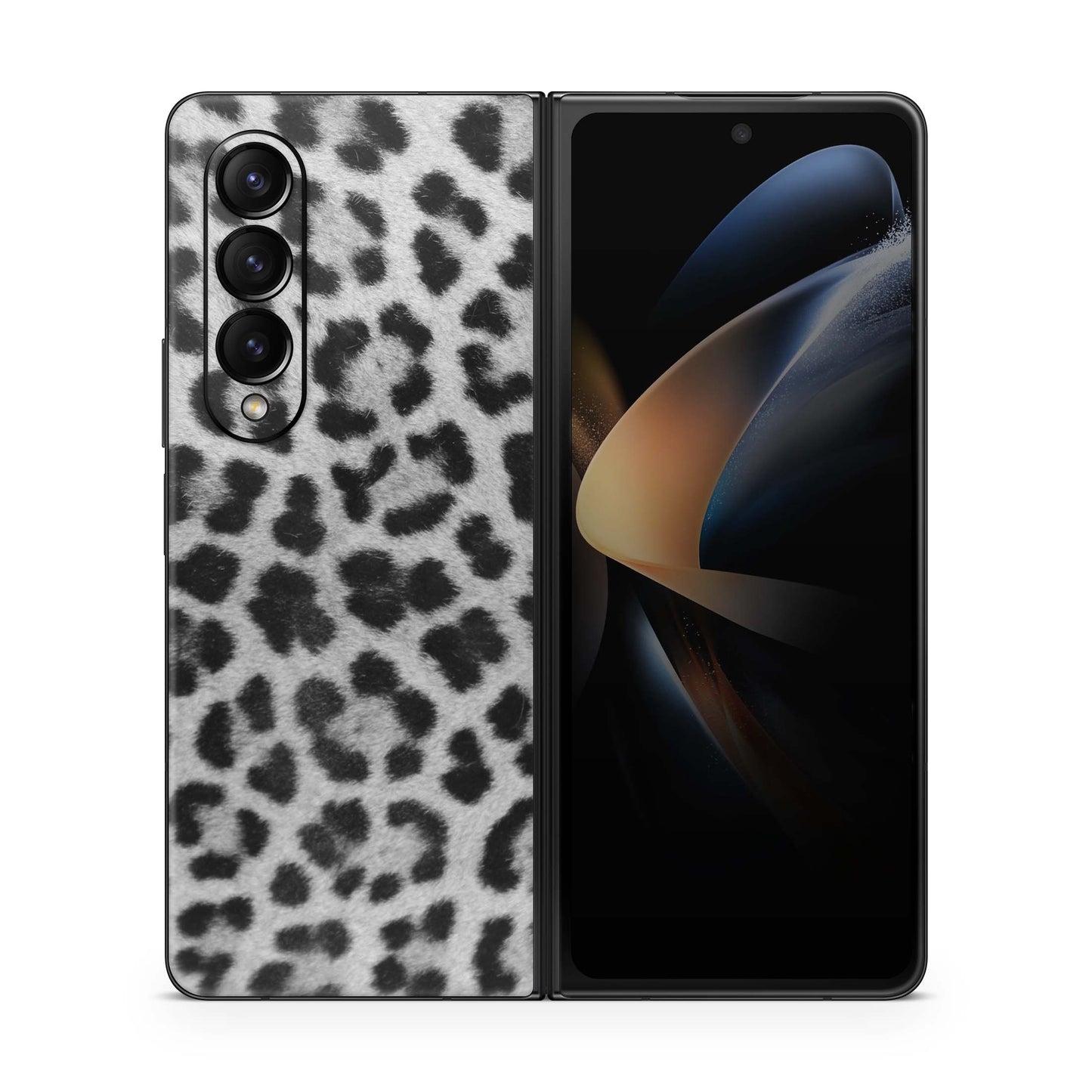Samsung Galaxy Z Fold Skins für Z Fold3 / Z Fold4 Handy Aufkleber Leopard grau Aufkleber Skins4u