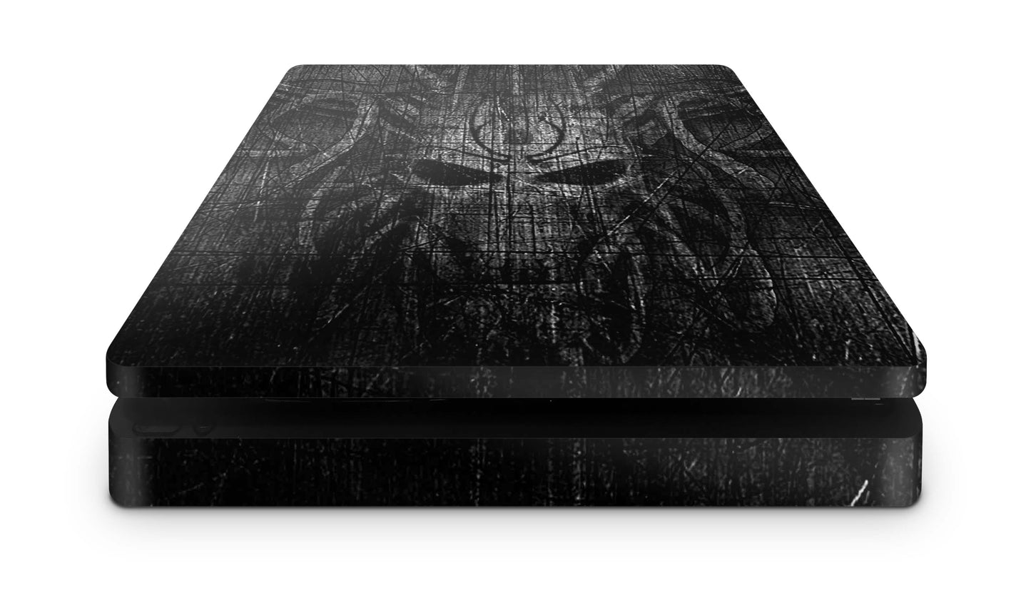 PS4 Slim Playstation 4 Skins: Design Vinyl Premium Skin Aufkleber für Konsole Black Demon Aufkleber skins4u