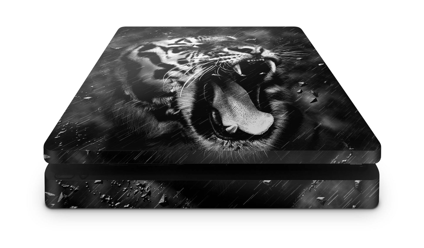 PS4 Slim Playstation 4 Skins: Design Vinyl Premium Skin Aufkleber für Konsole Dark Tiger Aufkleber skins4u