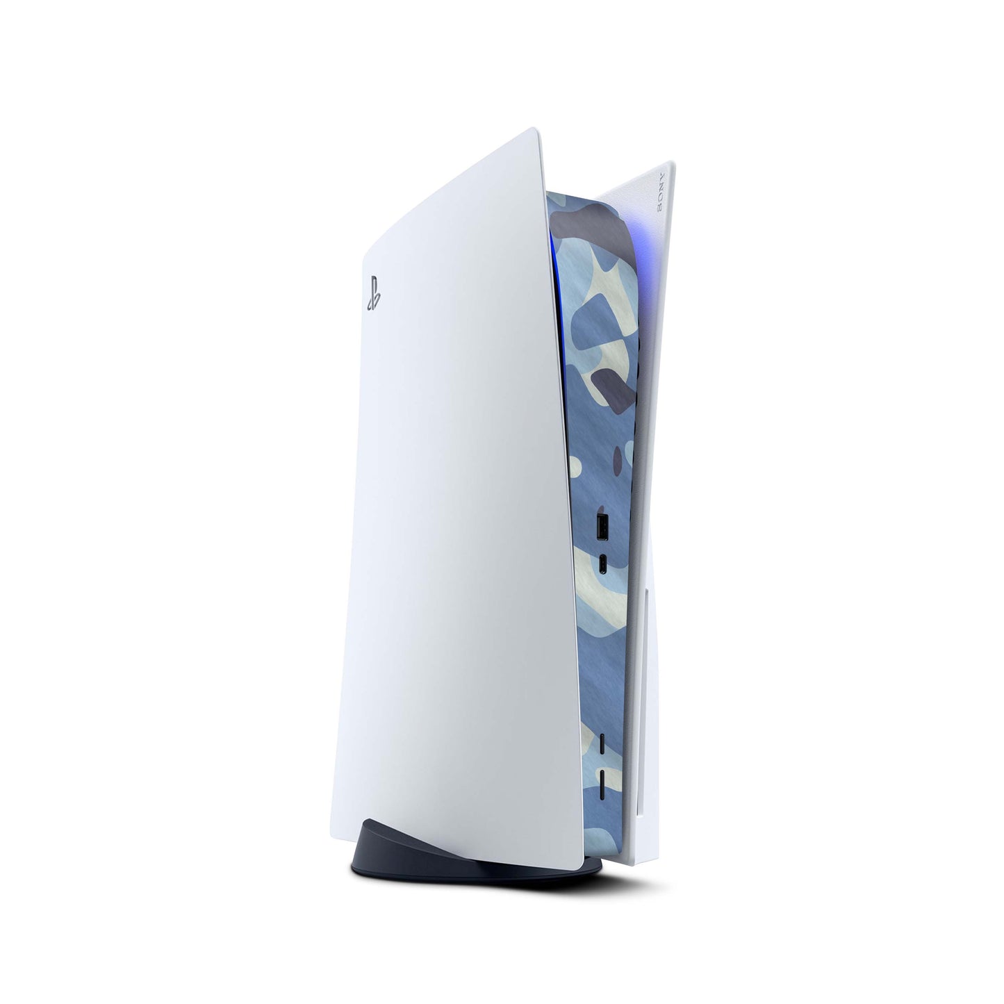 PS5 Center Mittelteil Skins | Hochwertige Skin Aufkleber für deine PS5 Konsole Design waving camo blau Aufkleber skins4u