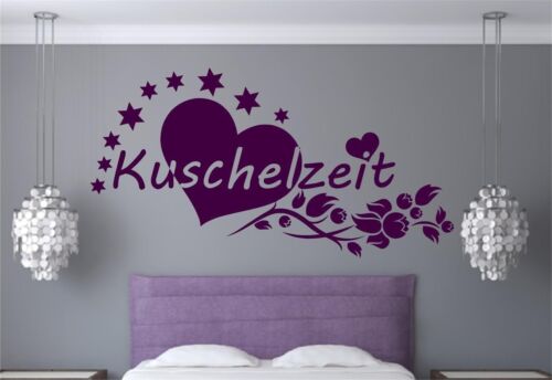 Wandtattoo Kuschelzeit Liebe Herz Blumenranke Sterne Wandaufkleber Schlafzimmer Wandtattoo Skins4u