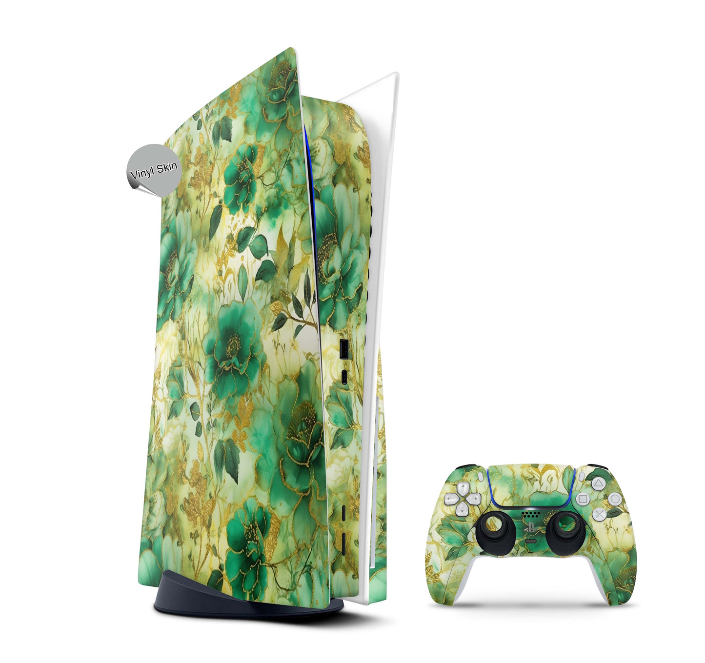 PS5 Skin Design Aufkleber Vinyl Folie Premium Skins mit PS5 Controller Blütenzauber Aufkleber Skins4u   