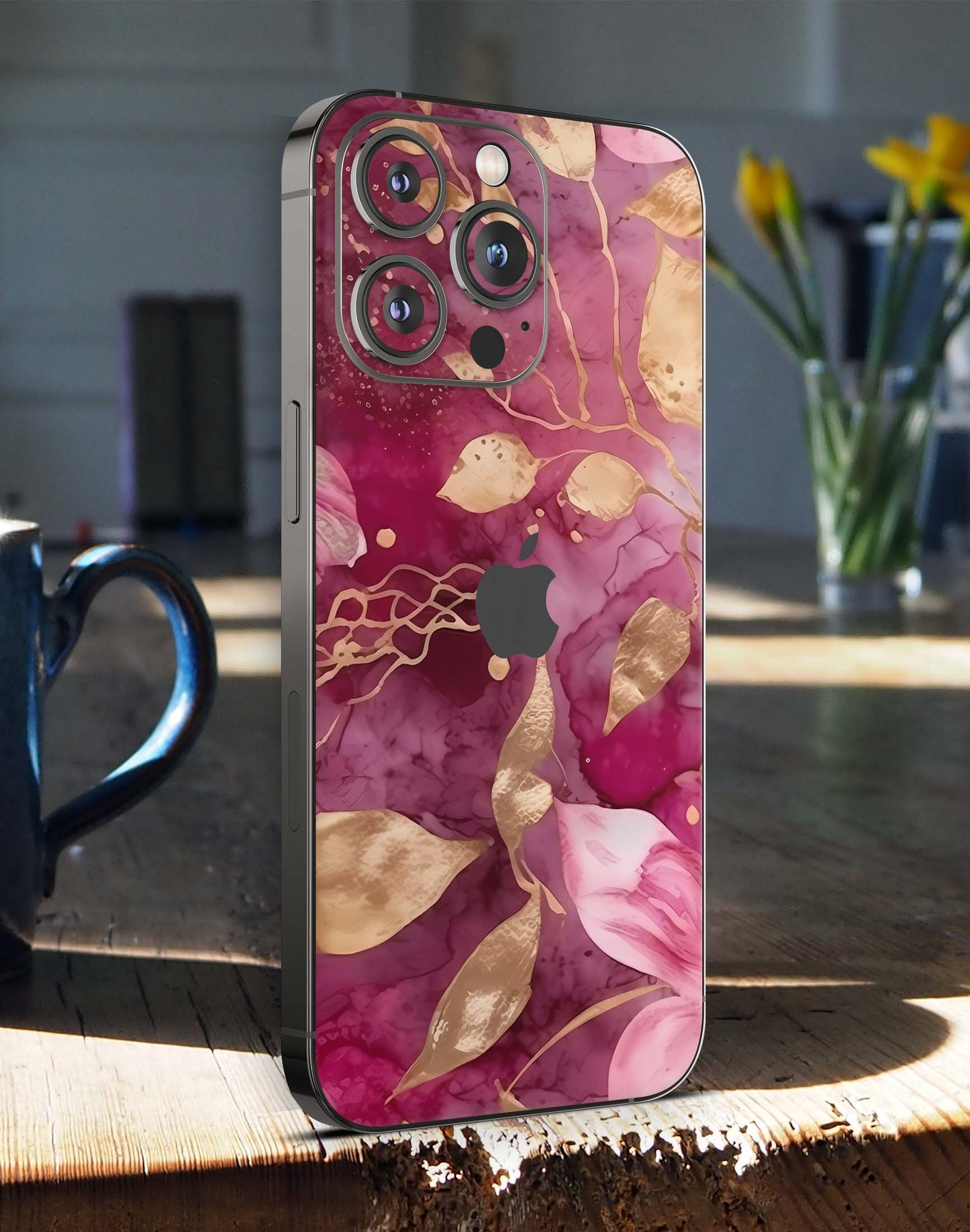 iPhone 15 Skins Design Schutzfolie Premium Vinyl Skin für alle Modelle Motiv Flower Power Aufkleber skins4u   