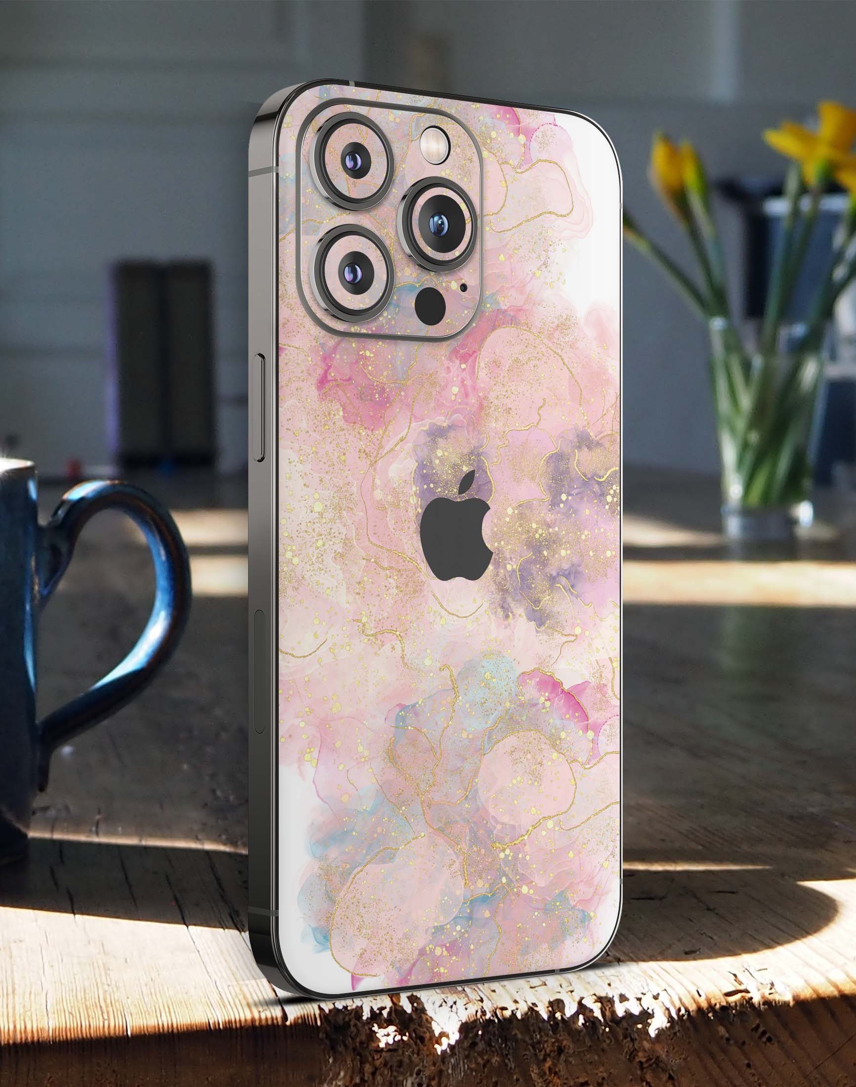 iPhone 15 Skins Design Schutzfolie Premium Vinyl Skin für alle Modelle Motiv Glitter Rose Aufkleber skins4u   