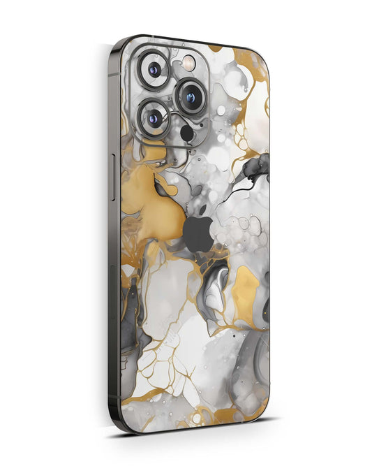 iPhone 15 Skins Design Schutzfolie Premium Vinyl Skin für alle Modelle Motiv Marmor Golden Light Aufkleber skins4u   