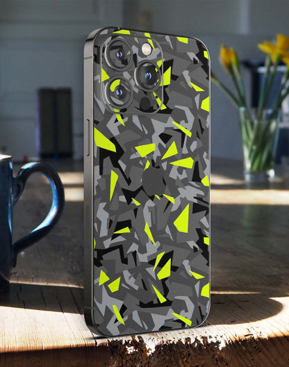 iPhone 15 Skins Design Schutzfolie Premium Vinyl Skin für alle Modelle Motiv Splatter Yellow Aufkleber skins4u   