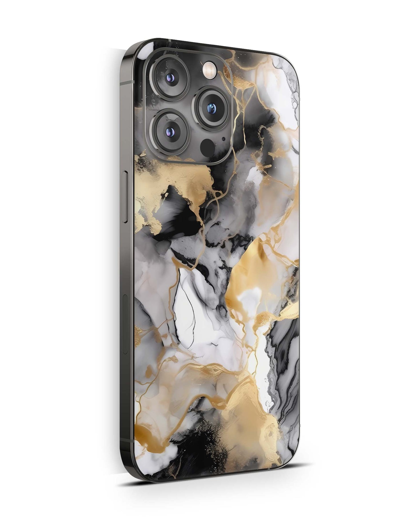 iPhone 15 Skins Design Schutzfolie Premium Vinyl Skin für alle Modelle Motiv Marmor gold black Aufkleber skins4u   