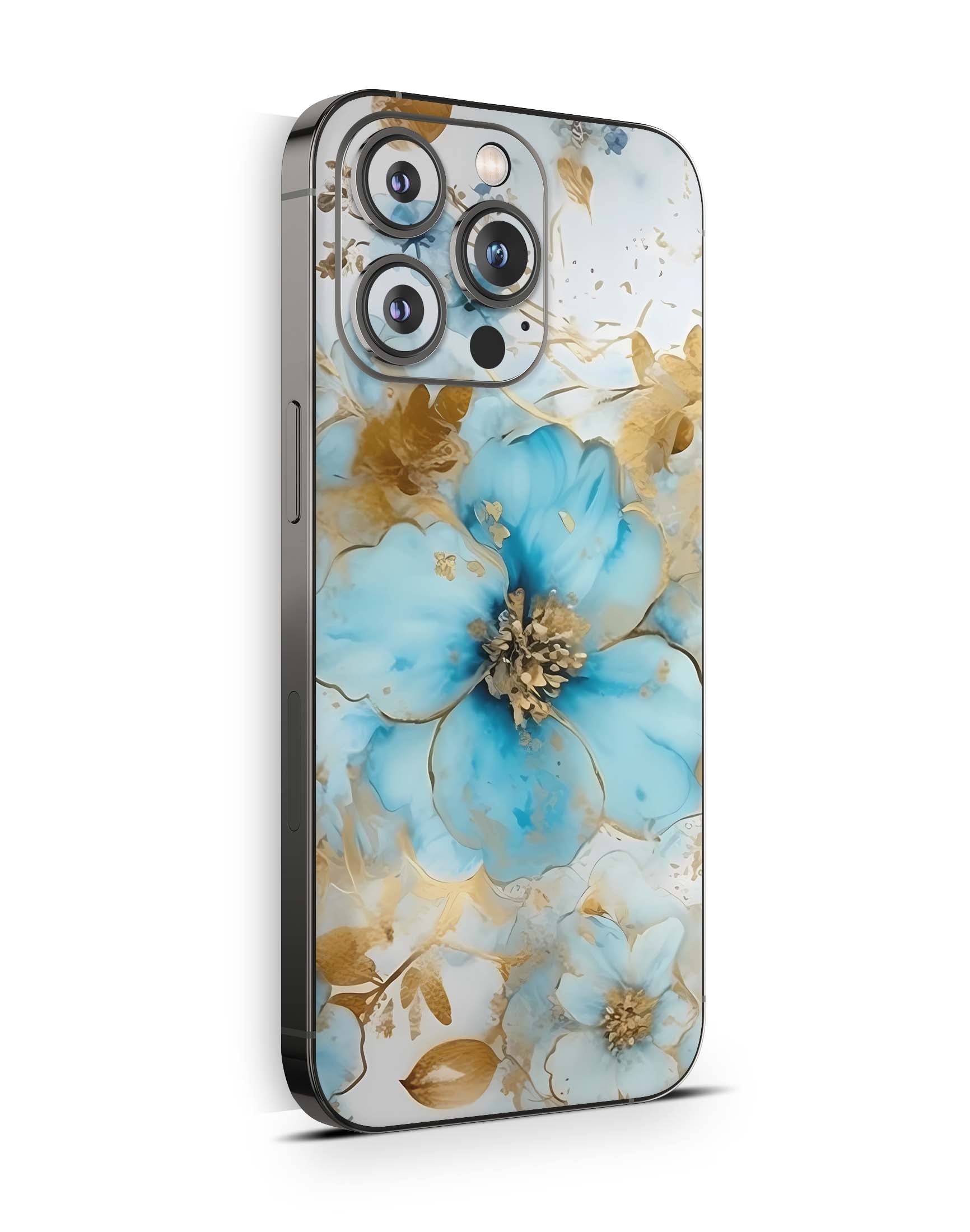 iPhone 15 Skins Design Schutzfolie Premium Vinyl Skin für alle Modelle Motiv Gold blue Fantasy Aufkleber skins4u   