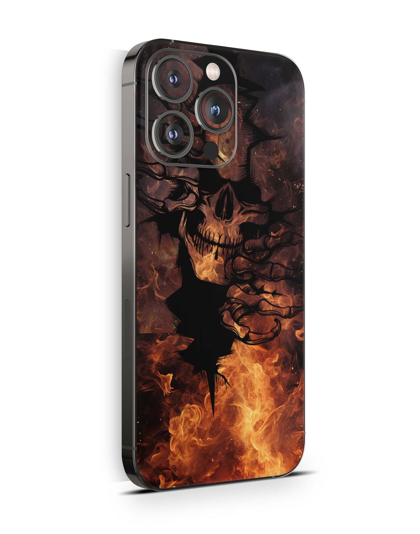 iPhone 15 Skins Design Schutzfolie Premium Vinyl Skin für alle Modelle Motiv Skull on Fire Aufkleber skins4u   