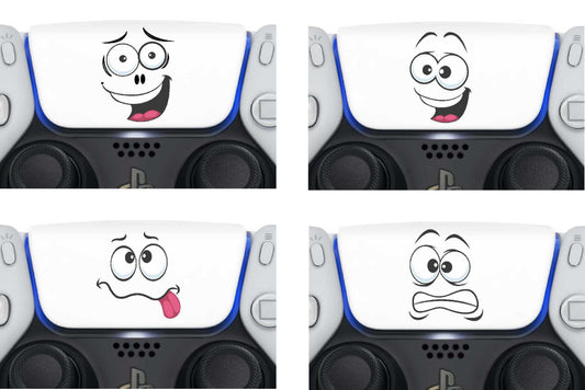 4er Set PS5 Controller Touch Pad Sticker lustige Gesichter Skins Aufkleber skins4u   