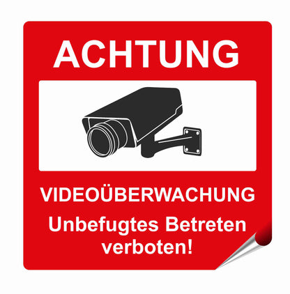 HInweis Warnaufkleber Videoüberwachung EInbruchschutz Aufkleber Skins4u Achtung Videoüberwachung 10x10cm