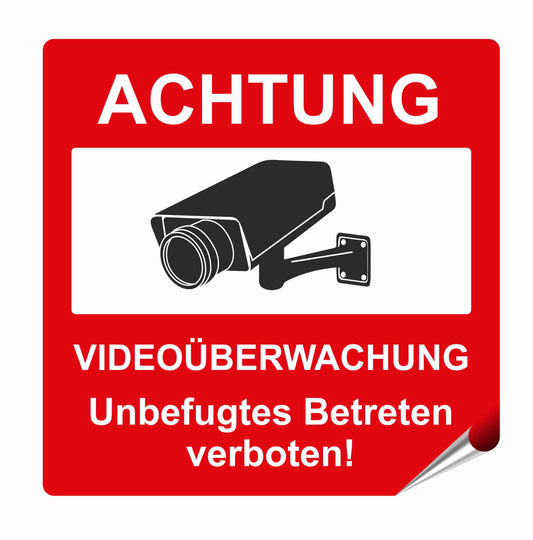 HInweis Warnaufkleber Videoüberwachung EInbruchschutz Aufkleber Skins4u Achtung Videoüberwachung 10x10cm