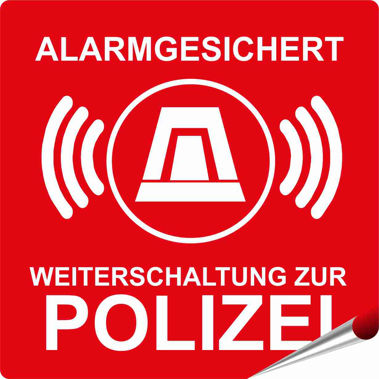 HInweis Warnaufkleber Videoüberwachung EInbruchschutz Aufkleber Skins4u Alarmgesichert Polizei rot 10x10cm