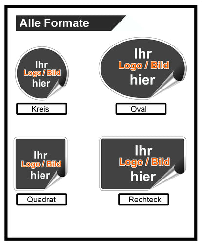 Aufkleber selbst gestalten - Personalisierte Aufkleber Etiketten ideal für Unternehmen Logos, Bilder, Foto Wunschtext - wasserfest, wetterfest oval - Werbung Firma Aufkleber Skins4u