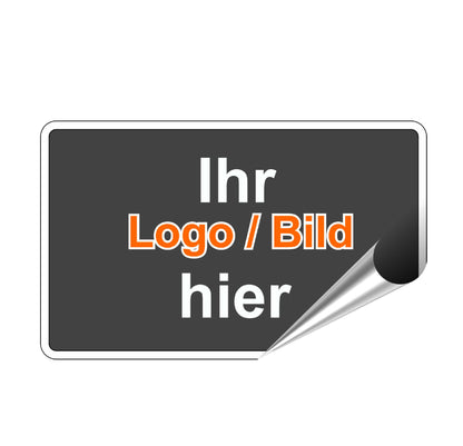 Aufkleber selbst gestalten - Personalisierte Aufkleber Etiketten ideal für Unternehmen Logos, Bilder, Foto Wunschtext - wasserfest, wetterfest rechteckig - Werbung Firma Aufkleber Skins4u