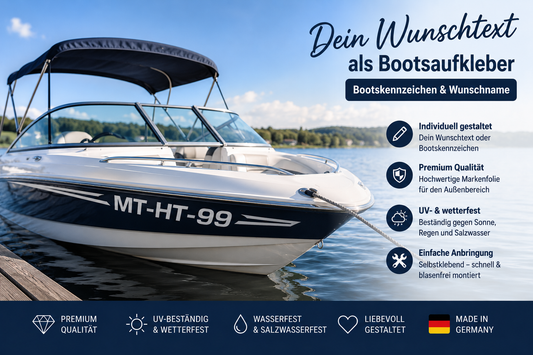 Bootsaufkleber Wunschtext Name Bootskennzeichen Individuell Name oder Nummer Aufkleber Skins4u