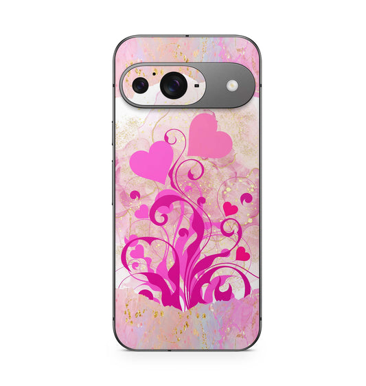 Google Pixel 9 Pro XL Skin Schutzfolie Design Kratzerschutz Vinyl Aufkleber Boarder Hearts Aufkleber Skins4u   