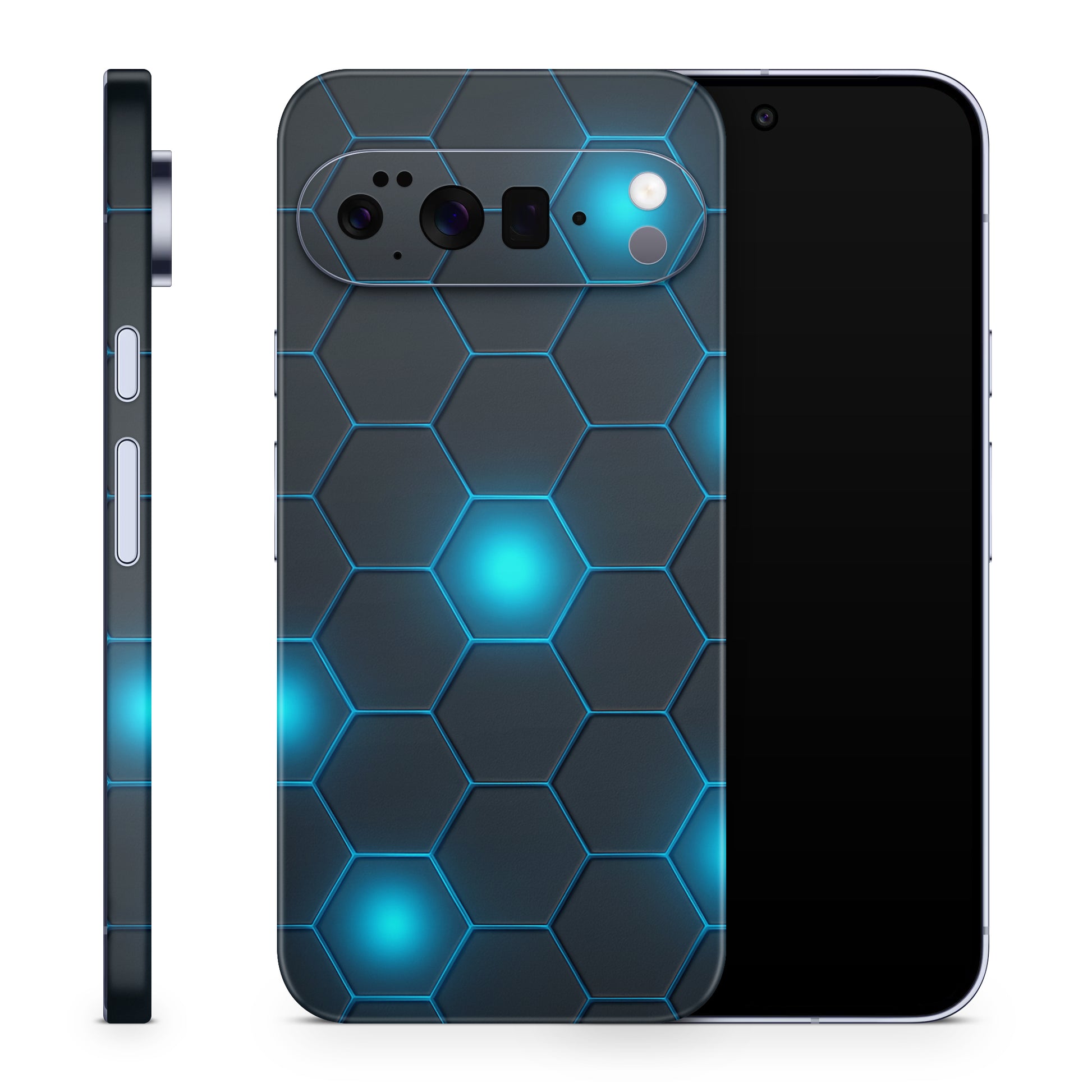 Google Pixel 10 Pro Skin Schutzfolie Vinyl Cover Exo blau KI Aufkleber Skins4u