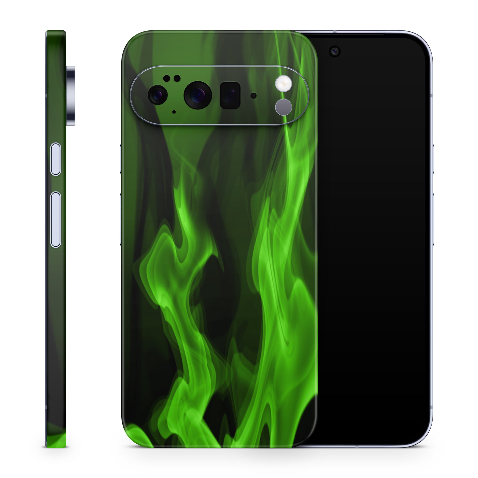 Google Pixel 10 Pro XL Skin Schutzfolie Vinyl Cover Grüne Flammen Aufkleber Skins4u