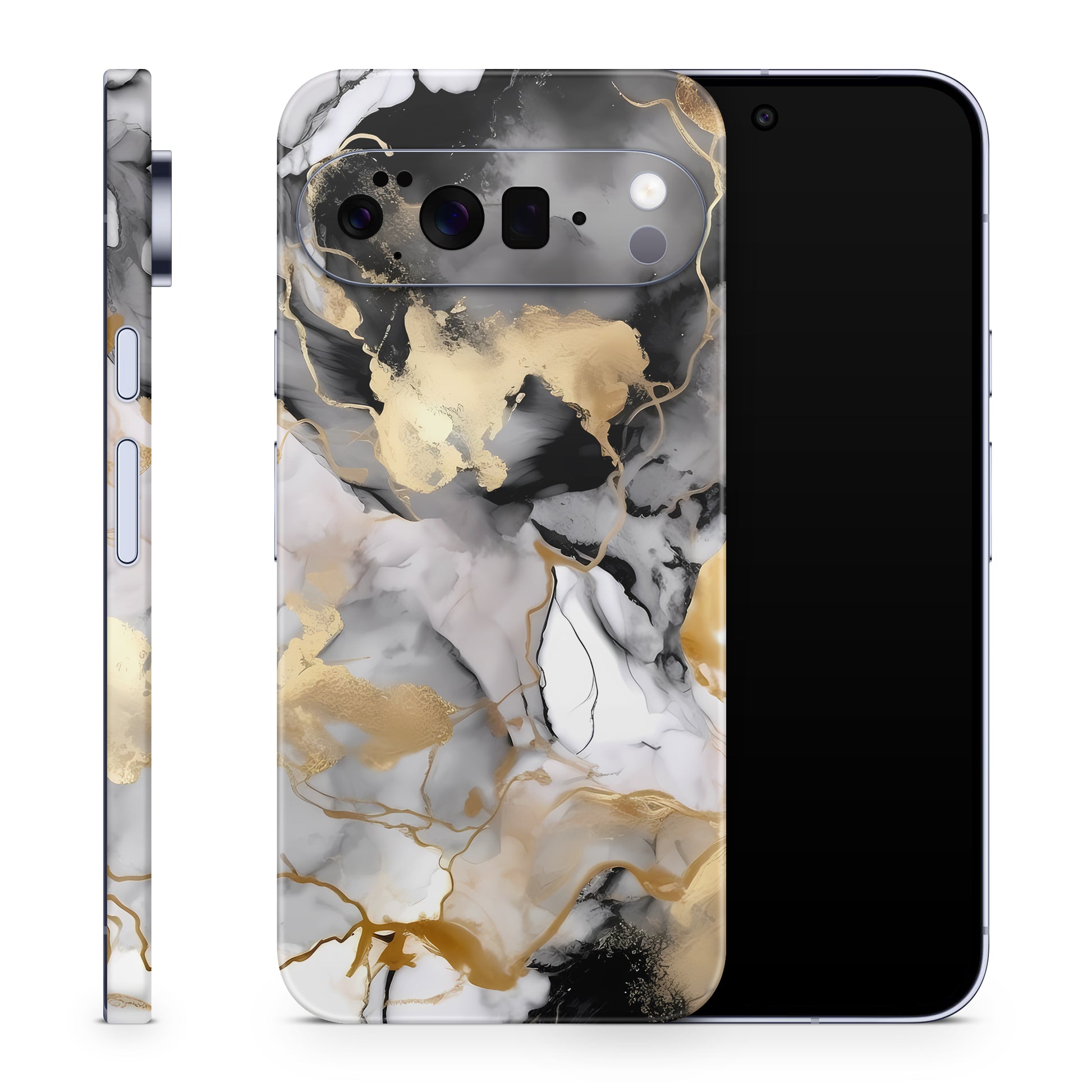 Google Pixel 10 Pro Skin Schutzfolie Vinyl Cover Marmor Gold black Aufkleber Skins4u