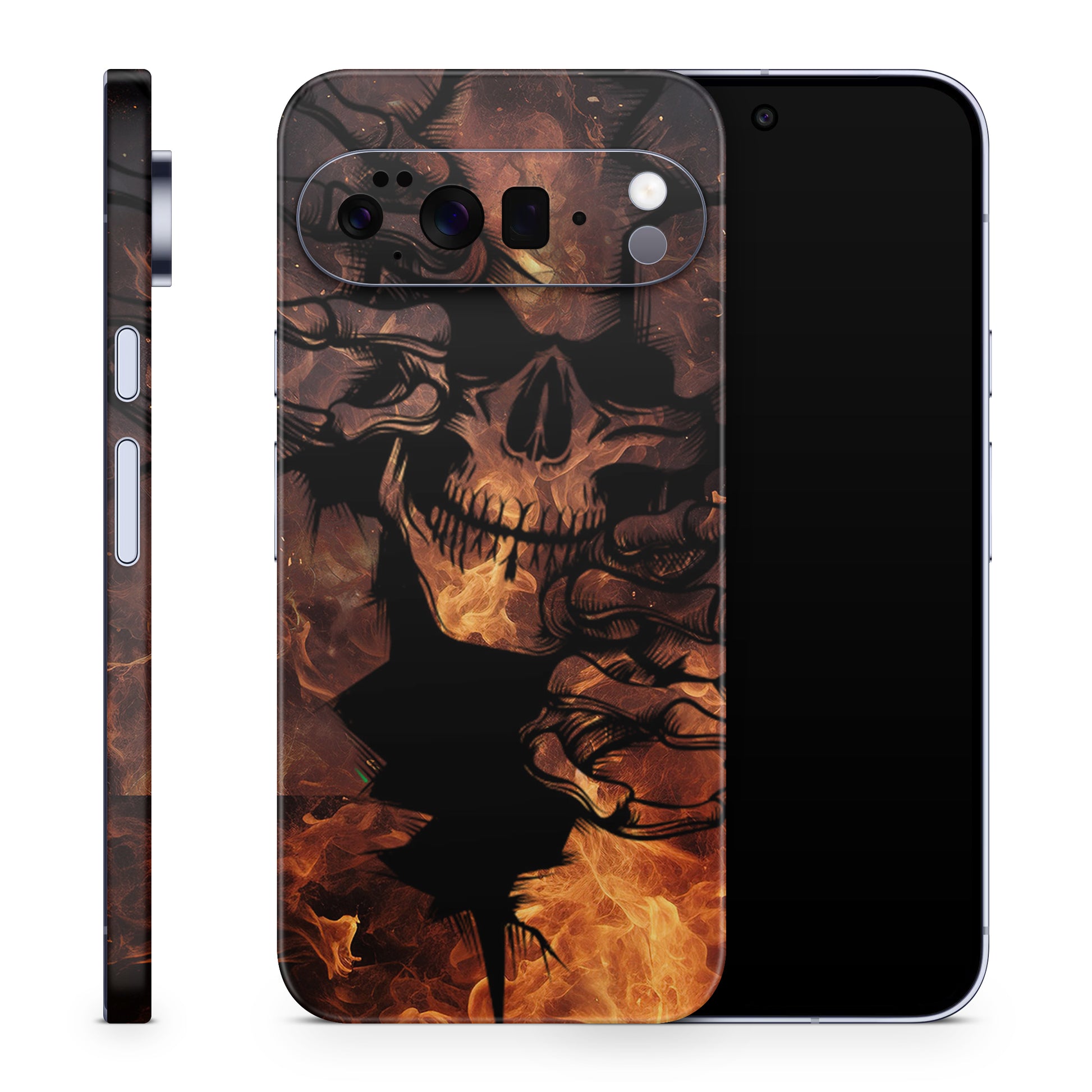 Google Pixel 10 Pro Skin Schutzfolie Vinyl Cover Skull on Fire Aufkleber Skins4u
