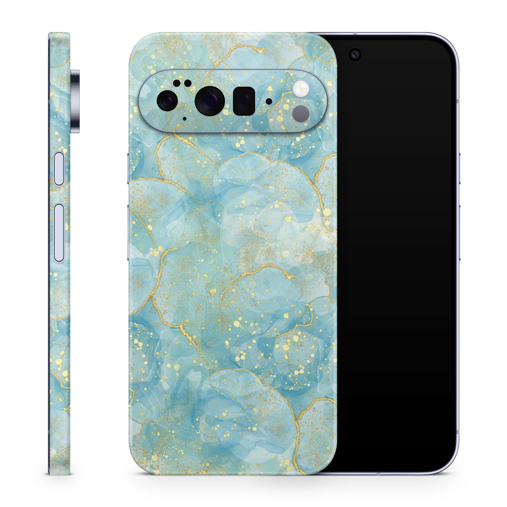 Google Pixel 10 Pro XL Skin Schutzfolie Vinyl Cover Türkis Gold Aufkleber Skins4u