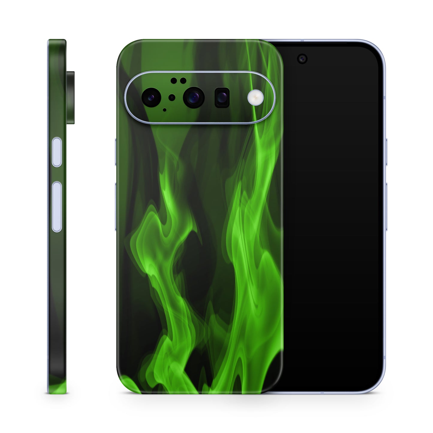 Google Pixel 10 Skin Schutzfolie Vinyl Cover Grüne Flammen Aufkleber Skins4u
