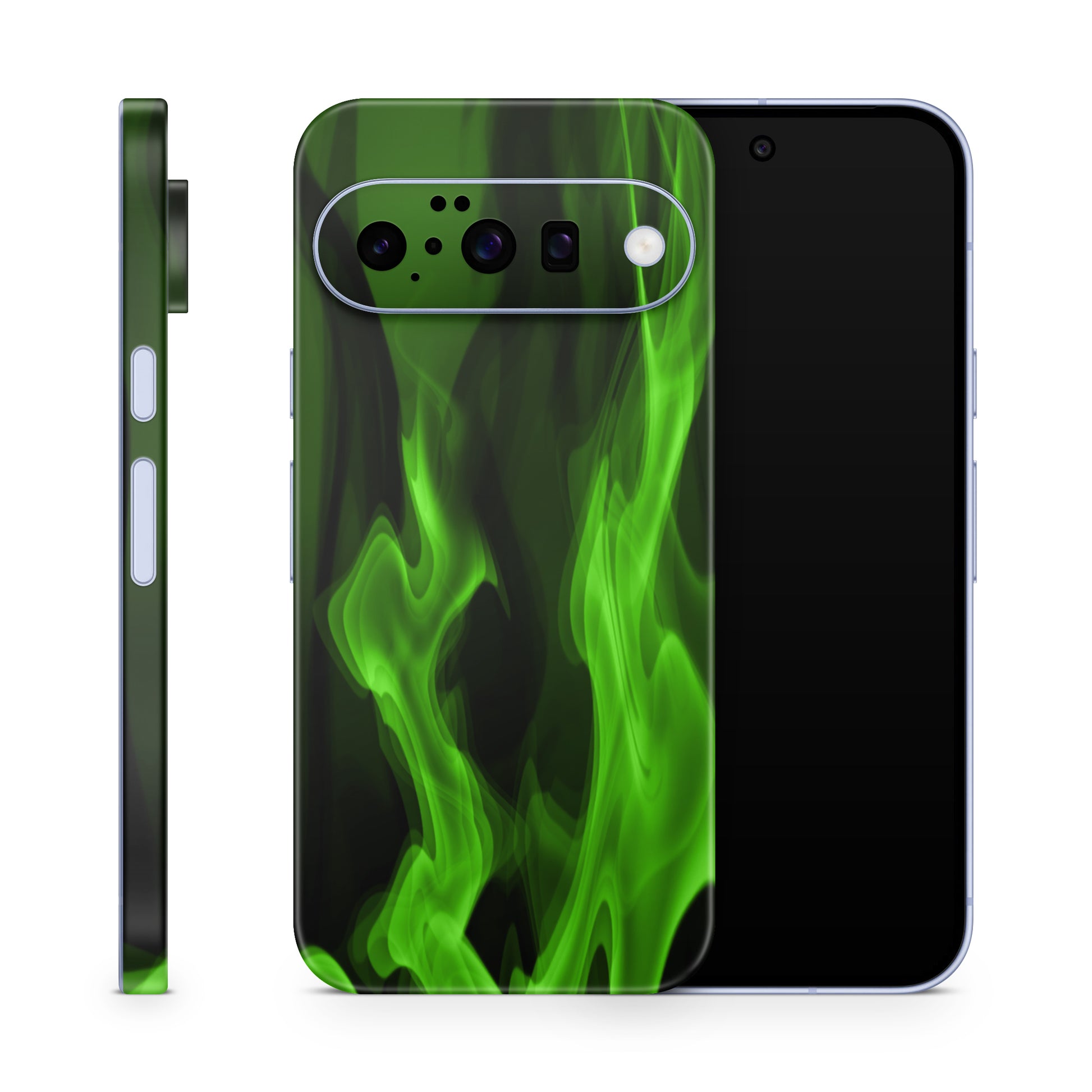 Google Pixel 10 Skin Schutzfolie Vinyl Cover Grüne Flammen Aufkleber Skins4u