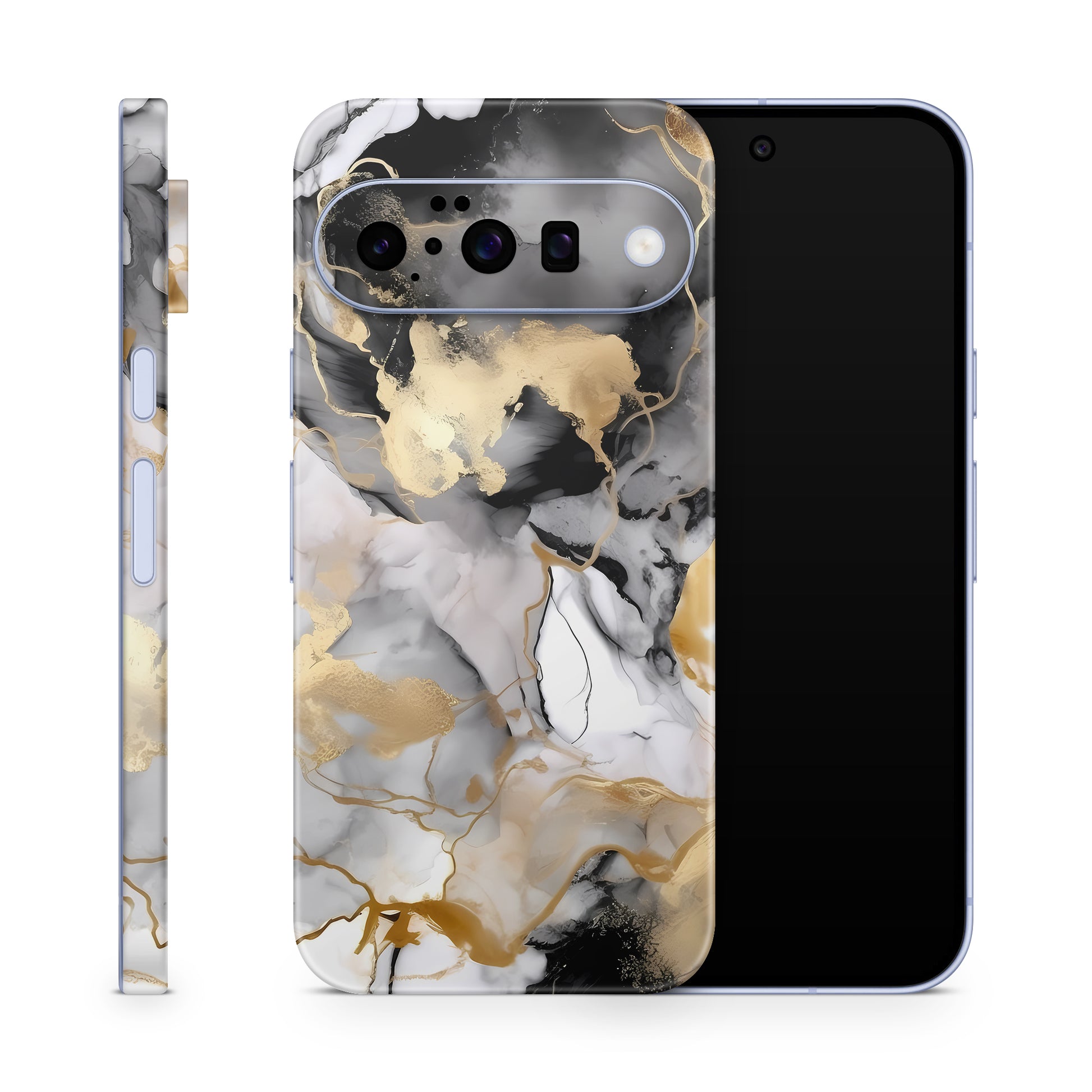 Google Pixel 10 Skin Schutzfolie Vinyl Cover Marmor Gold black Aufkleber Skins4u