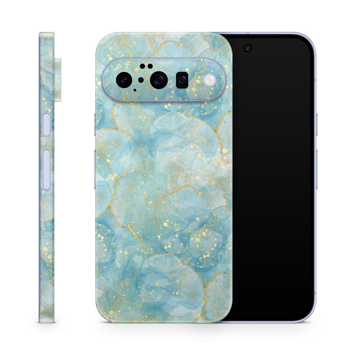 Google Pixel 10 Skin Schutzfolie Vinyl Cover Türkis Gold Aufkleber Skins4u