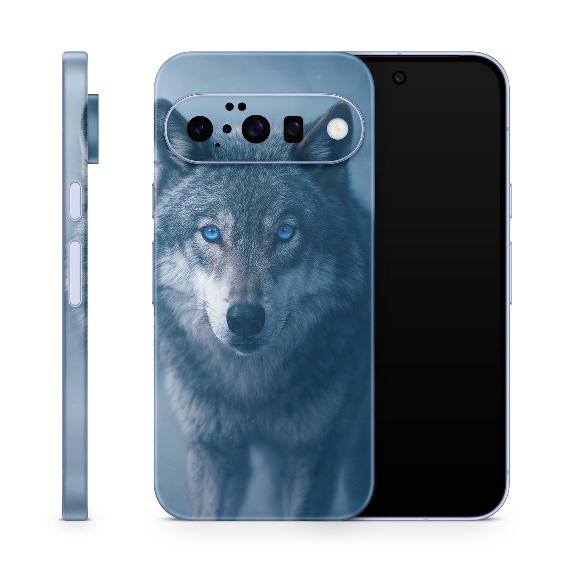 Google Pixel 10 Skin Schutzfolie Vinyl Cover Wolf Blue eyes KI Aufkleber Skins4u