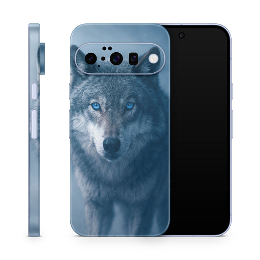 Google Pixel 10 Skin Schutzfolie Vinyl Cover Wolf Blue eyes KI Aufkleber Skins4u