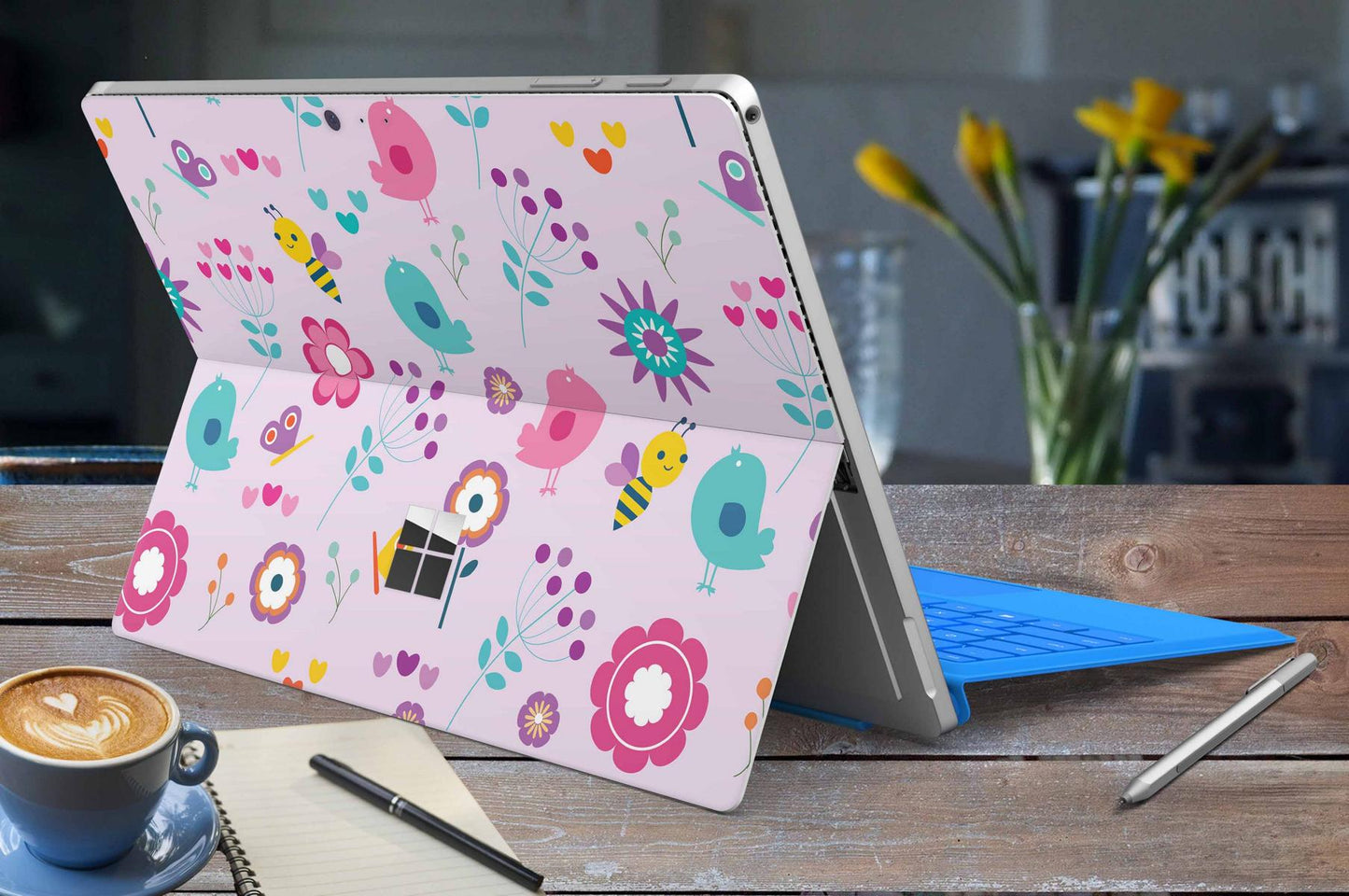 Microsoft Surface Pro Skins Design Vinyl Premium Folie Modellwahl Motiv Birds Vintage Aufkleber skins4u   