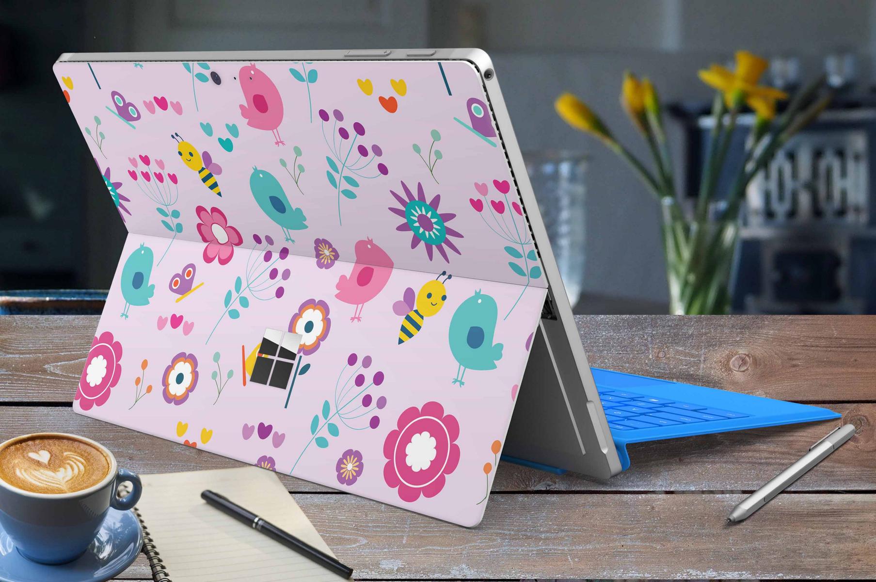 Microsoft Surface Pro 9 Skin Design Vinyl Premium Folie Modellwahl Motiv Birds Vintage Aufkleber skins4u   