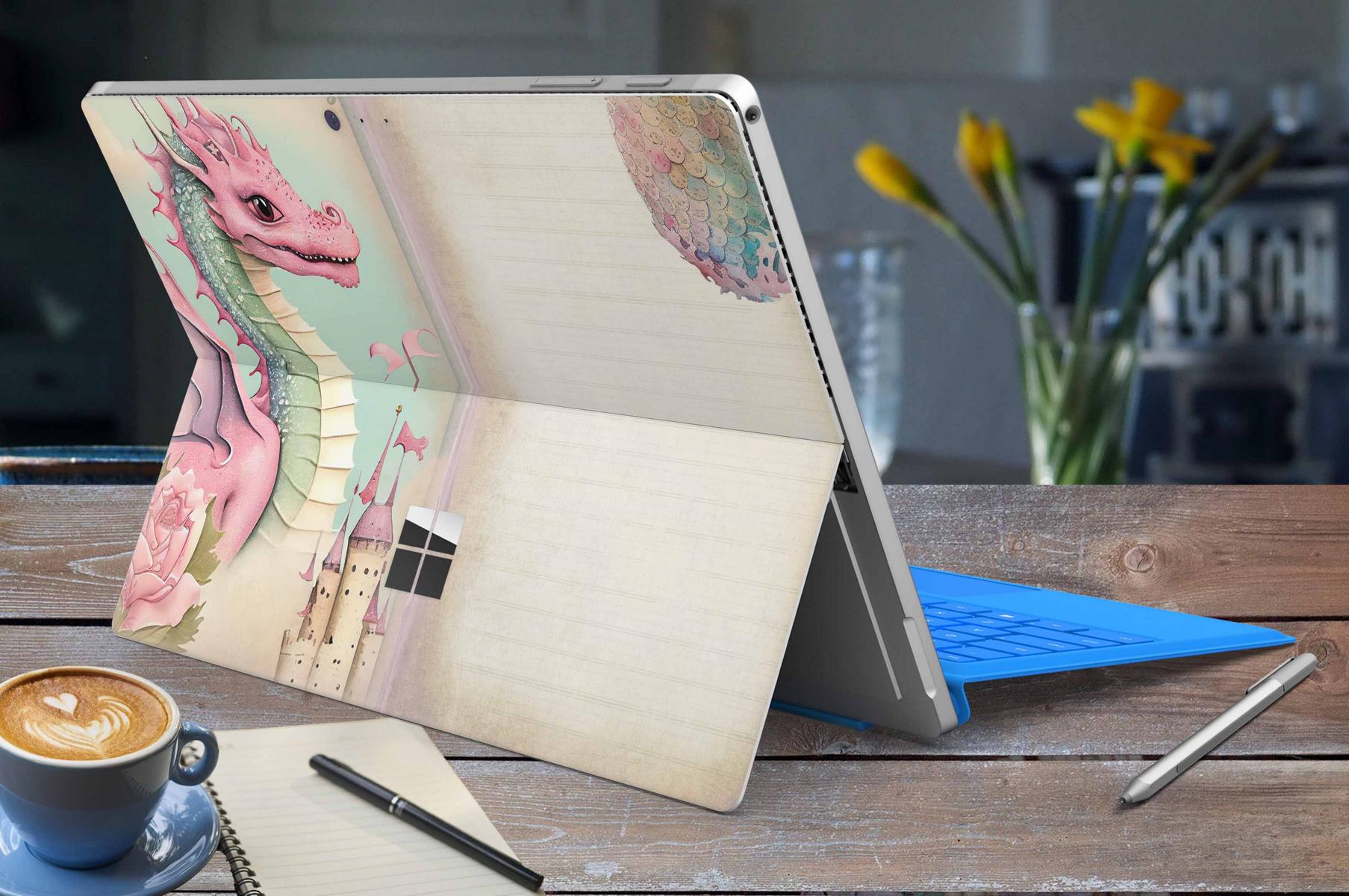 Microsoft Surface Pro Skins Design Vinyl Premium Folie Modellwahl Motiv Pink Dragon Aufkleber skins4u   