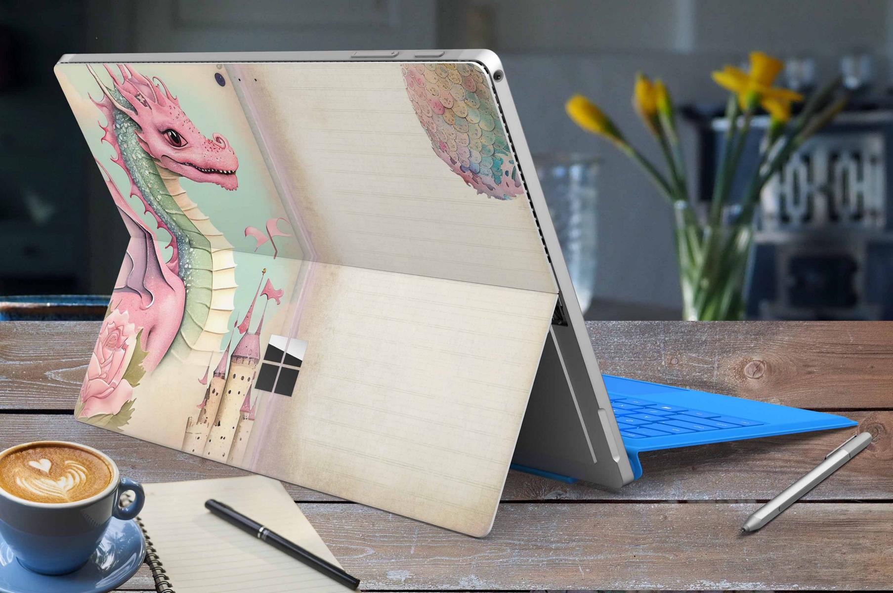 Microsoft Surface Pro 9 Skin Design Vinyl Premium Folie Modellwahl Motiv Pink Dragon Aufkleber skins4u   