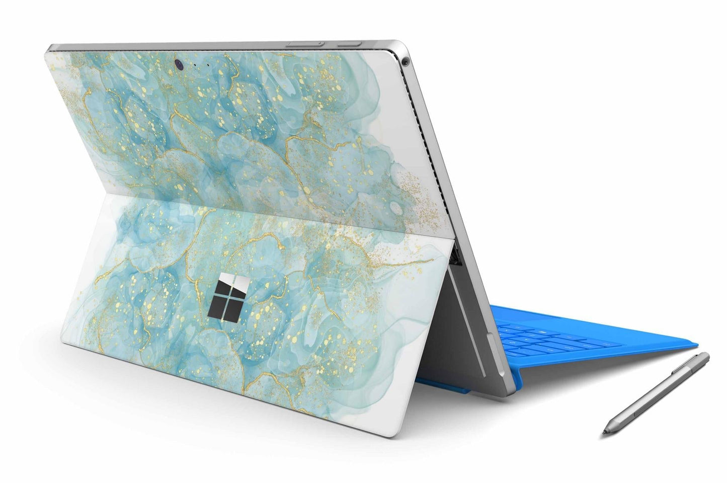 Microsoft Surface Pro 9 Skin Design Vinyl Premium Folie Modellwahl Motiv Türkis Gold Aufkleber skins4u   