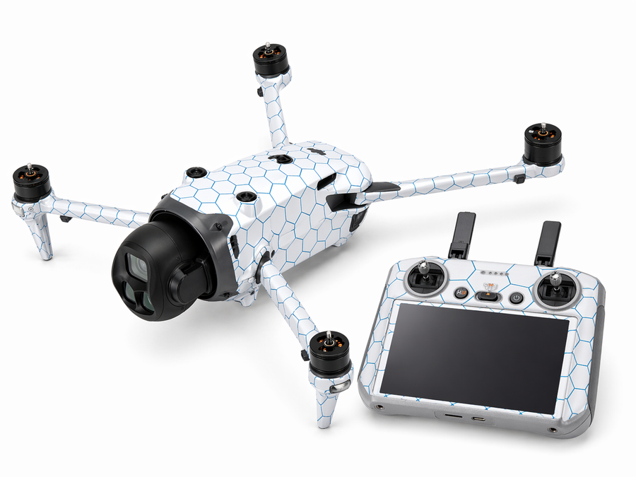 DJI Mavic 4 Pro Skin Folien Set Drohnen Aufkleber + RC2 Controller Exo light blue Aufkleber Skins4u