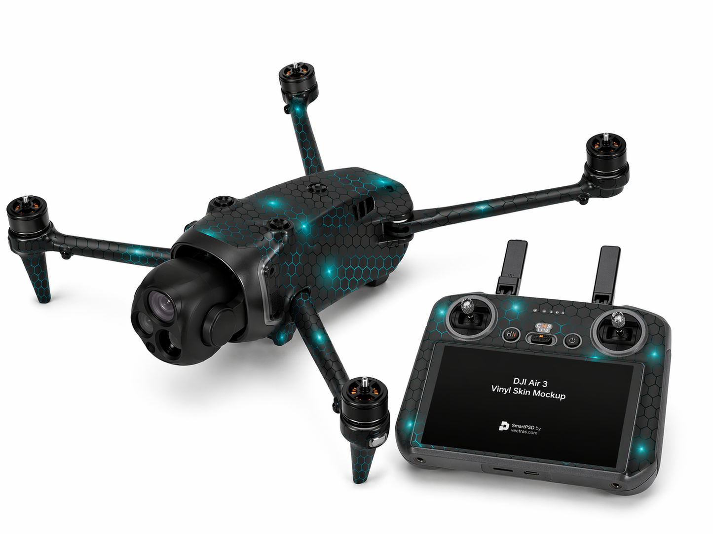 DJI Mavic 4 Pro Skin Folien Set Drohnen Aufkleber + RC2 Controller Exo small blue Aufkleber Skins4u