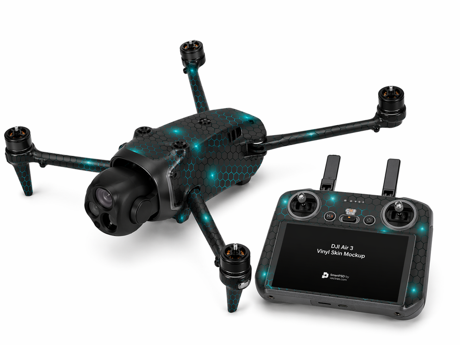 DJI Mavic 4 Pro Skin Folien Set Drohnen Aufkleber + RC2 Controller Exo small blue Aufkleber Skins4u